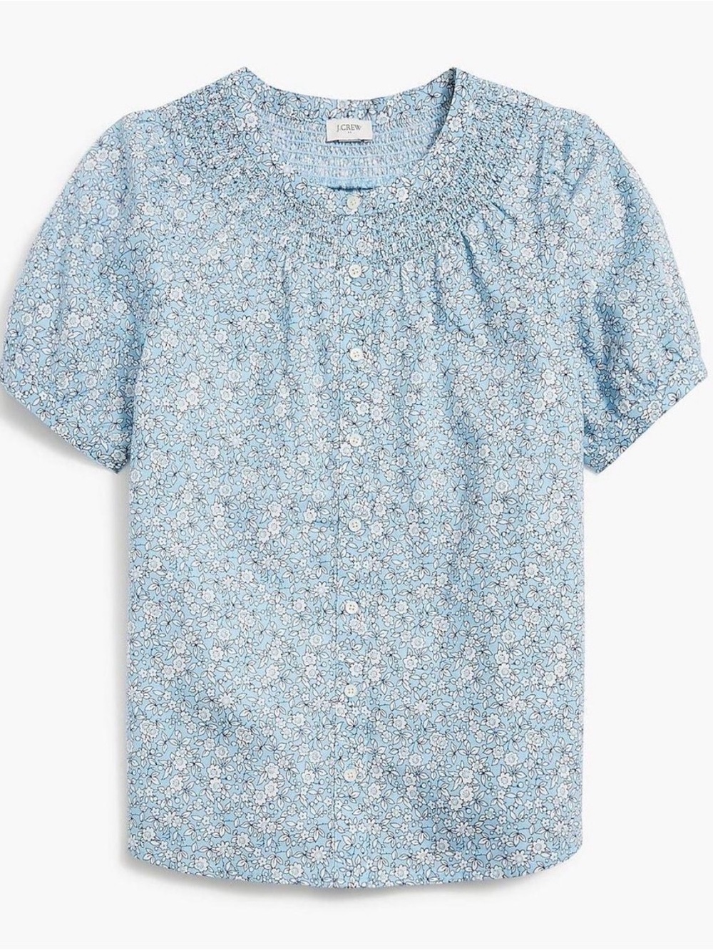 J. Crew Factory Linen-Blend Short-Sleeve
Smock-Neck Top, Size M
